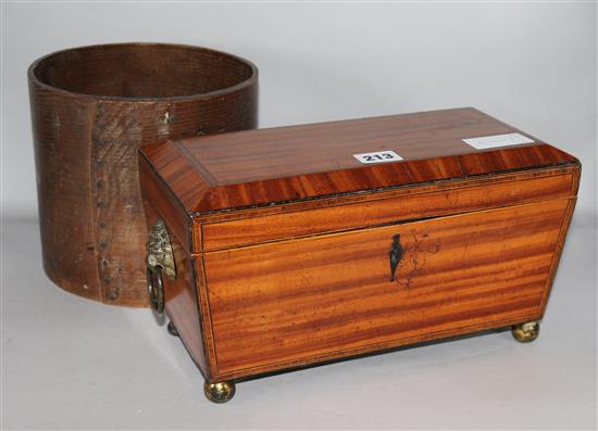 Satinwood tea caddy and teapot